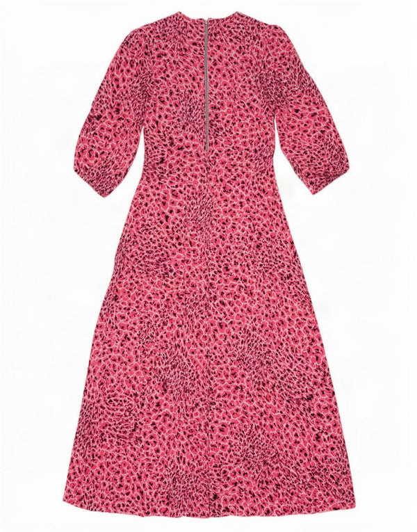 Marks & Spencer Womens 3/4 Sleeve Maxi Dress UK 12 Medium Pink Animal Print