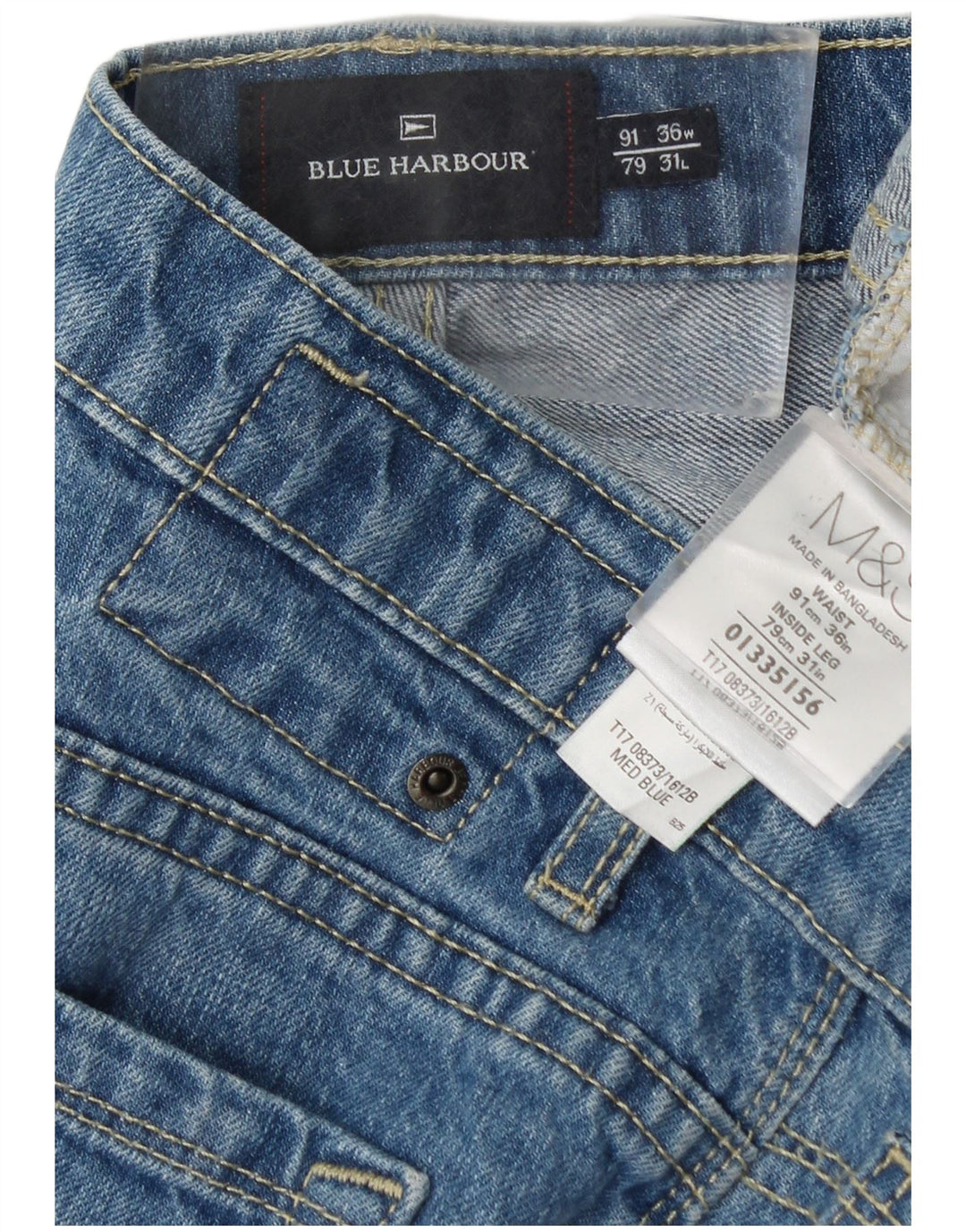 Marks & Spencer Mens Blue Harbour Straight Jeans W36 L31 Blue Cotton