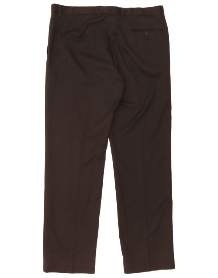 Marks & Spencer Mens Regular Suit Trousers W36 L25 Black Polyester