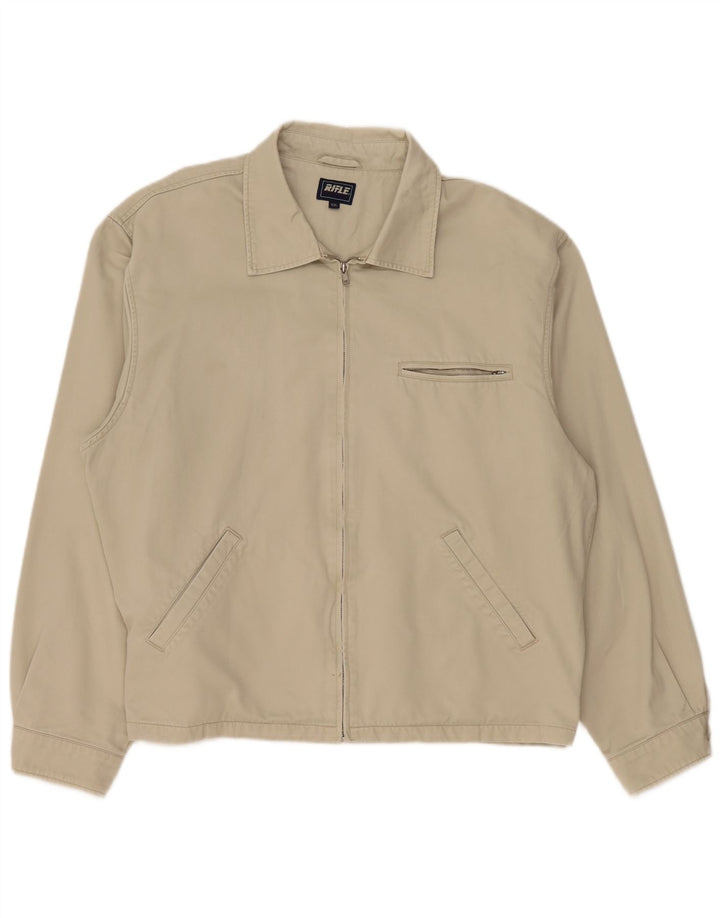 Rifle Mens Bomber Jacket UK 44 2XL Green Cotton
