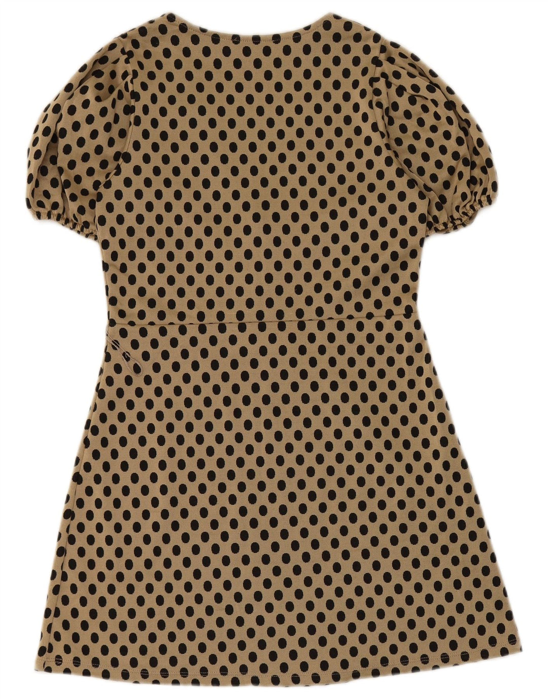 Zara Womens A-Line Dress UK 12 Medium Beige Polka Dot