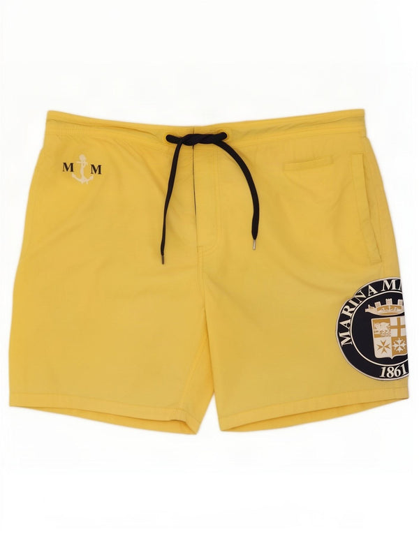Marina Militare Mens Graphic Swimming Shorts XL Yellow Polyamide