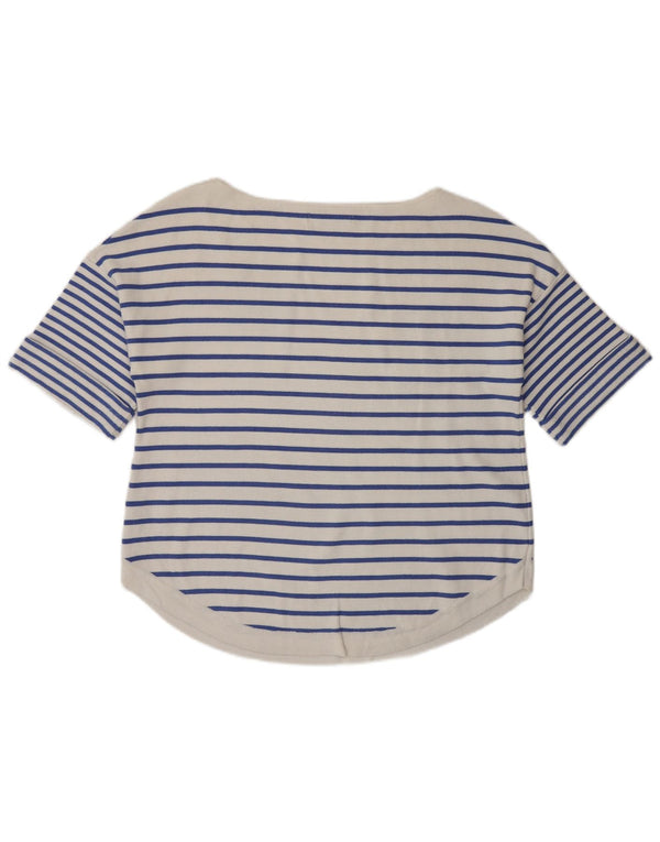 Zara Womens Short Sleeve Boat Neck Jumper Sweater UK 14 Large White Striped