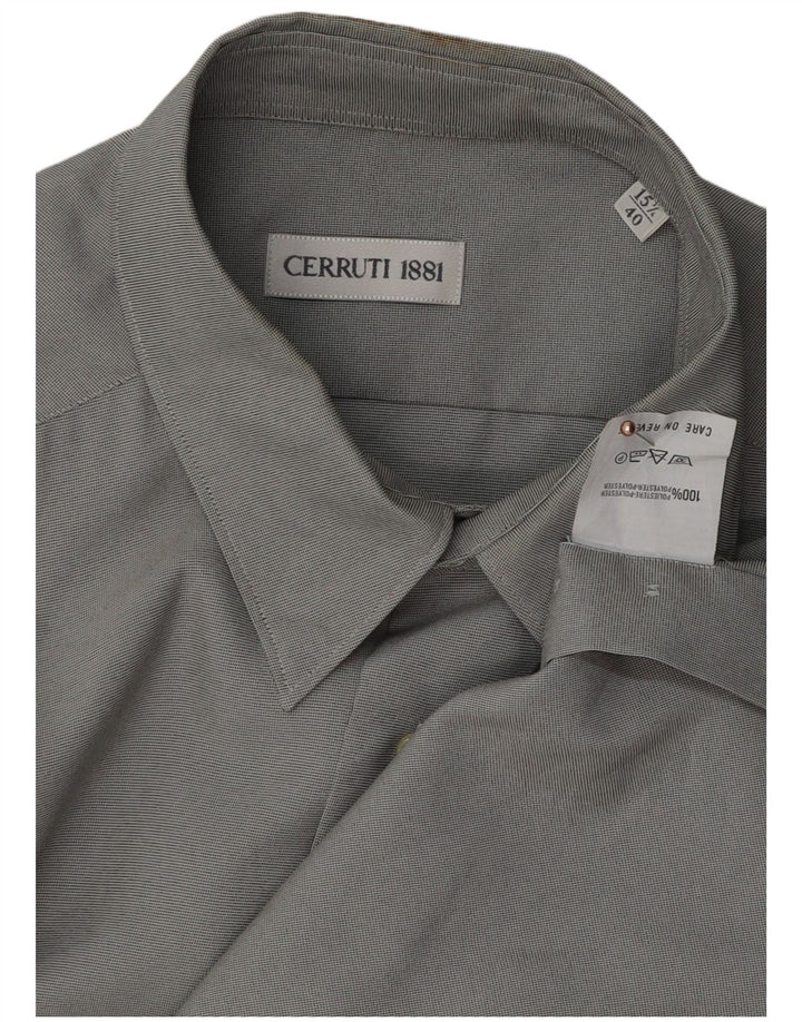 Cerruti 1881 Mens Shirt Size 40 15 1/2 Medium Grey Polyester