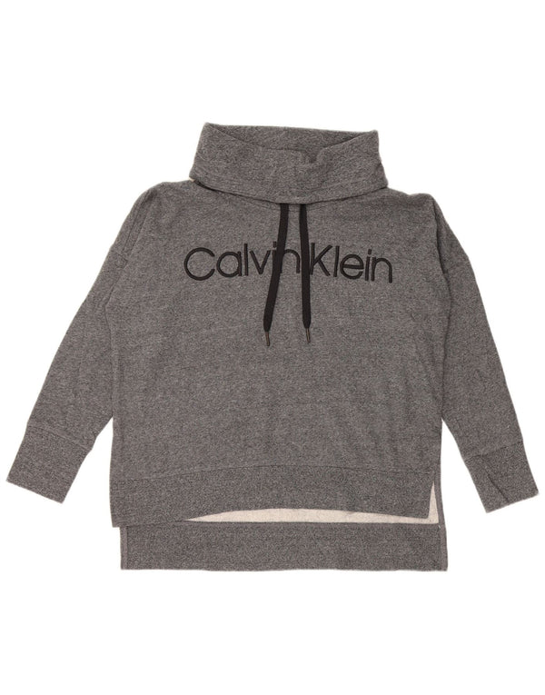 CALVIN KLEIN Womens Oversized Graphic Sweatshirt Jumper UK 14 Medium Grey