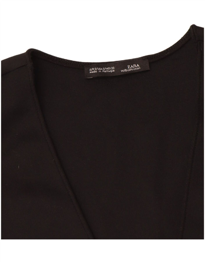 Zara Womens Crop Sleeveless Blouse Top UK 8 Small Black