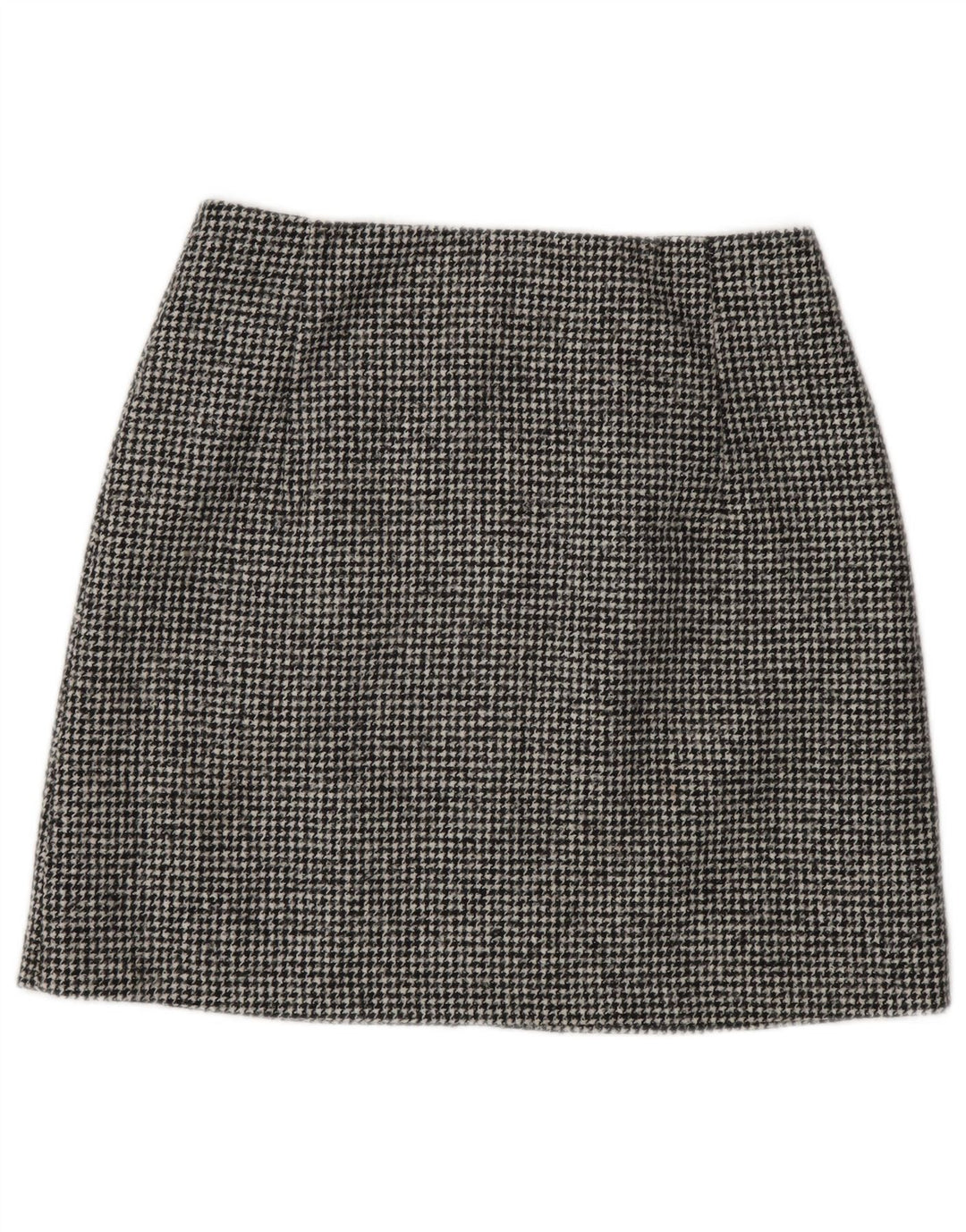 Massimo Dutti Womens Mini Skirt Small W26 Black Houndstooth Wool