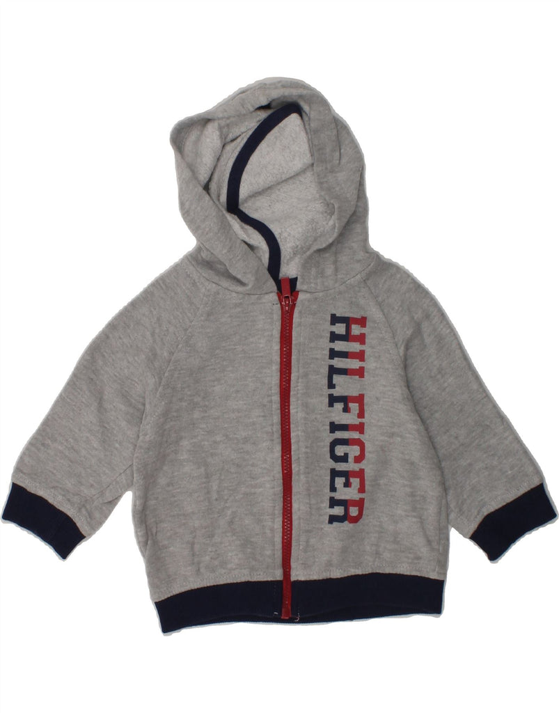 TOMMY HILFIGER Baby Boys Graphic Zip Hoodie Sweater 3-6 Months Grey Cotton | Vintage Tommy Hilfiger | Thrift | Second-Hand Tommy Hilfiger | Used Clothing | Messina Hembry 