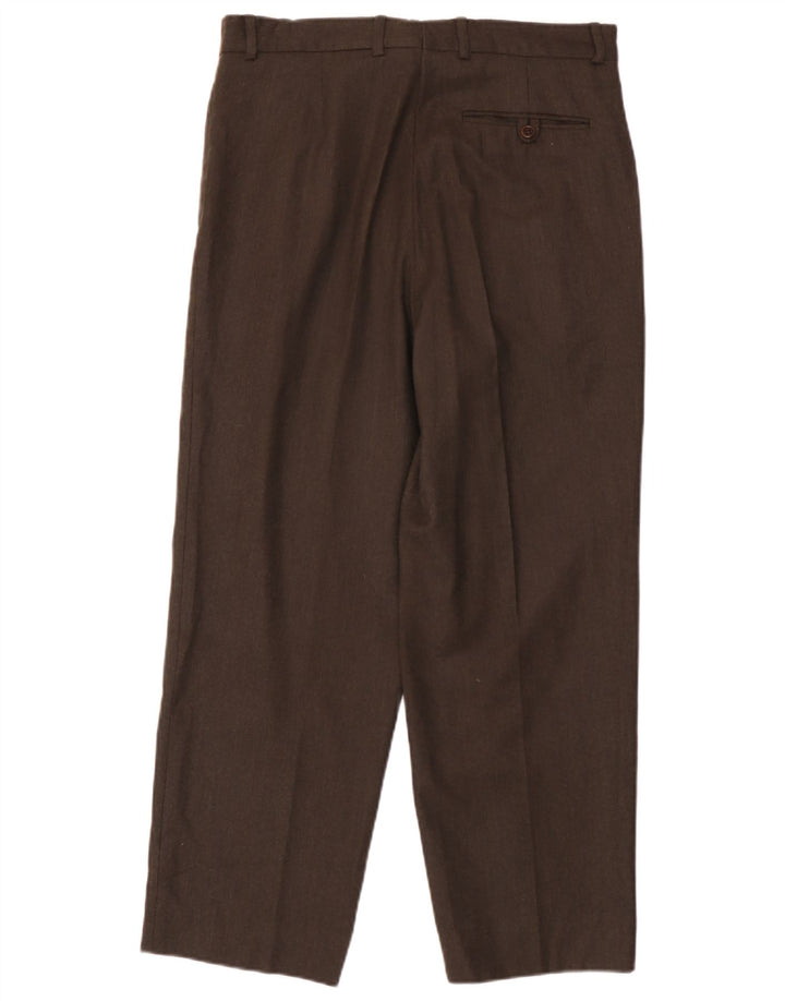 Massimo Dutti Mens Pegged Suit Trousers EU 44 Large W34 L28 Brown Wool