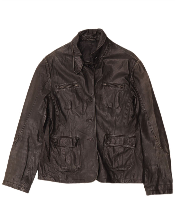 Vintage Womens Leather Jacket UK 14 Medium Black Leather