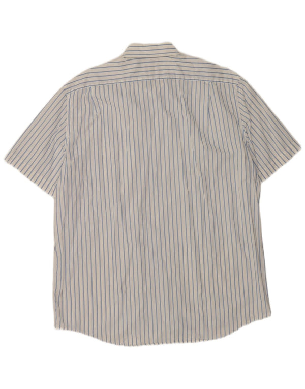 Lacoste Mens Short Sleeve Shirt Size 45 XL White Pinstripe Cotton