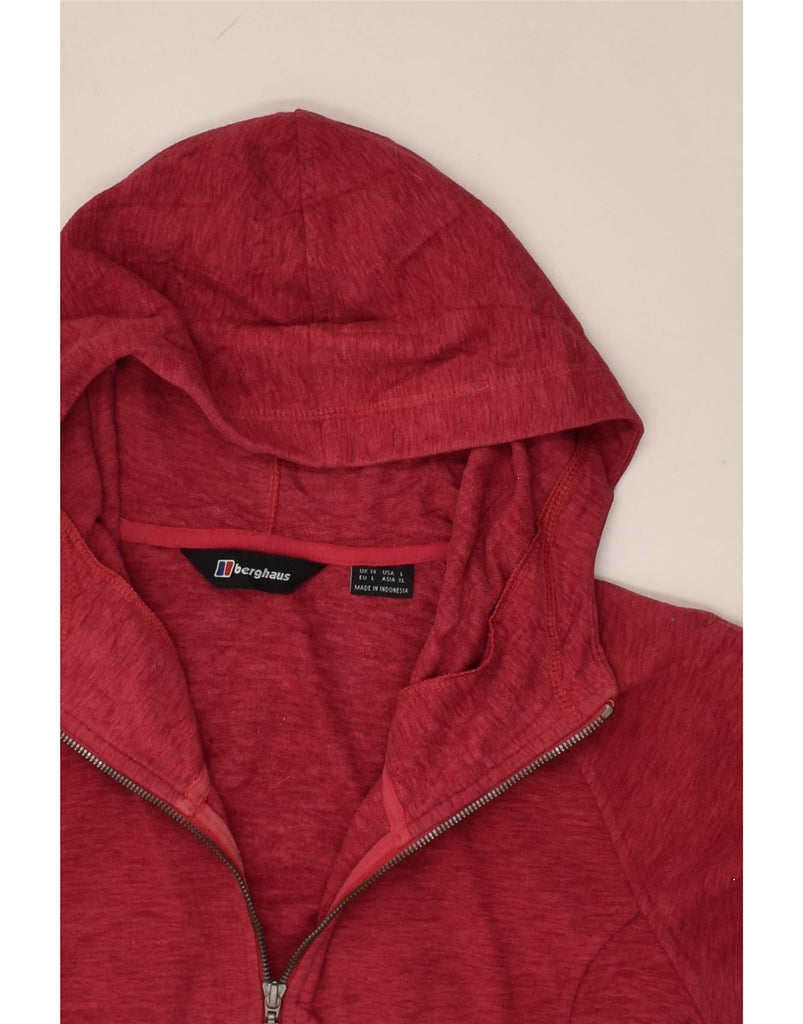 BERGHAUS Womens Hooded Fleece Jacket UK 14 Large  Red Polyester | Vintage Berghaus | Thrift | Second-Hand Berghaus | Used Clothing | Messina Hembry 