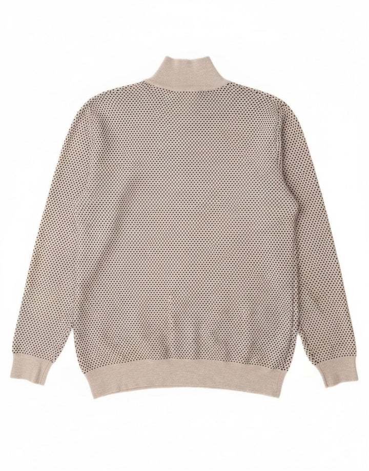 Trussardi Mens Cardigan Sweater Large Grey Spotted Viscose