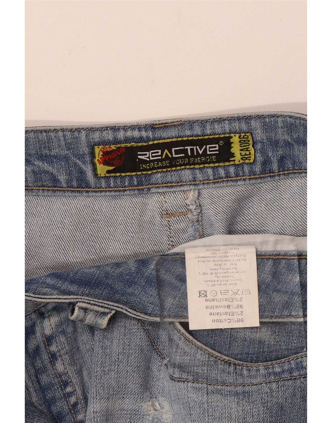 Vintage Womens Distressed Mini Denim Skirt W31 Medium Blue Cotton