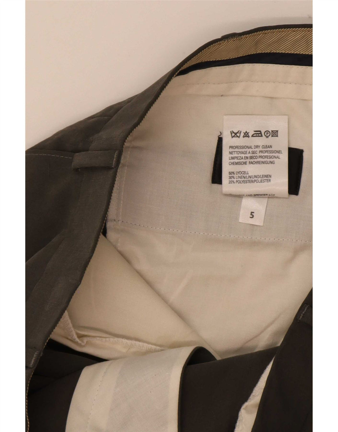 Marks & Spencer Mens Pegged Suit Trousers W38 L31 Grey Lyocell