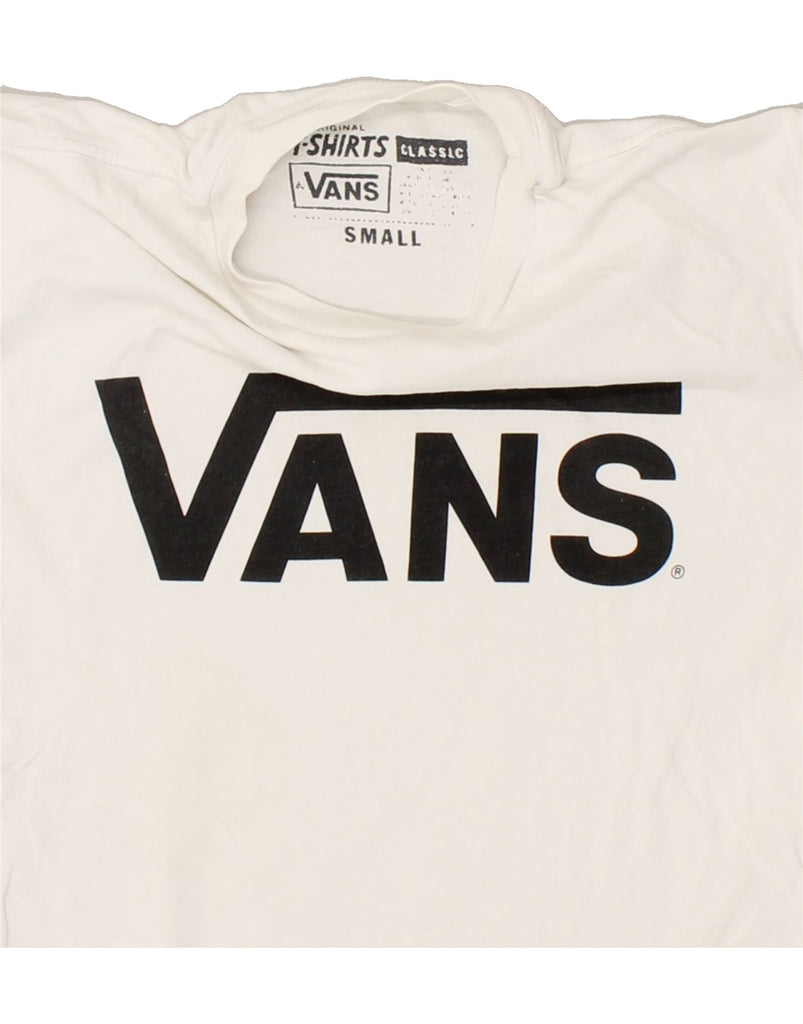 VANS Womens Classic Graphic T-Shirt Top UK 10 Small Off White Cotton | Vintage Vans | Thrift | Second-Hand Vans | Used Clothing | Messina Hembry 