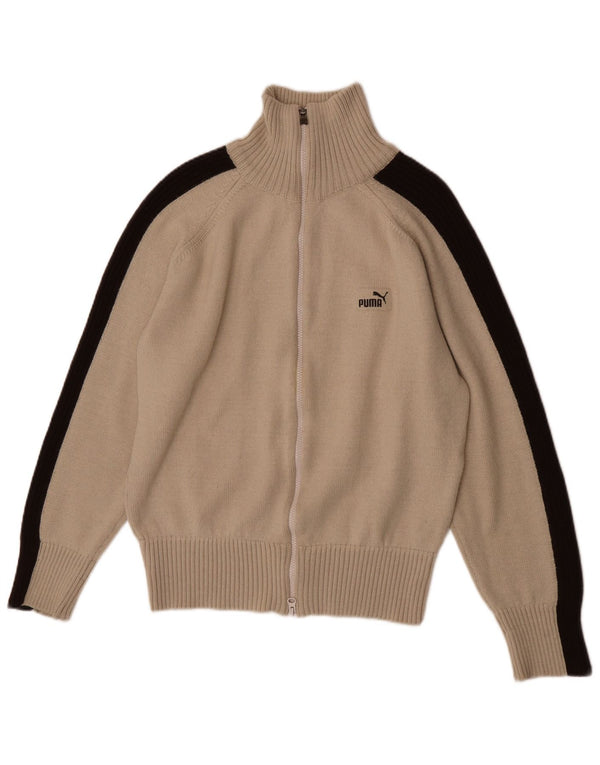 Puma Mens Cardigan Sweater Large Beige Colourblock