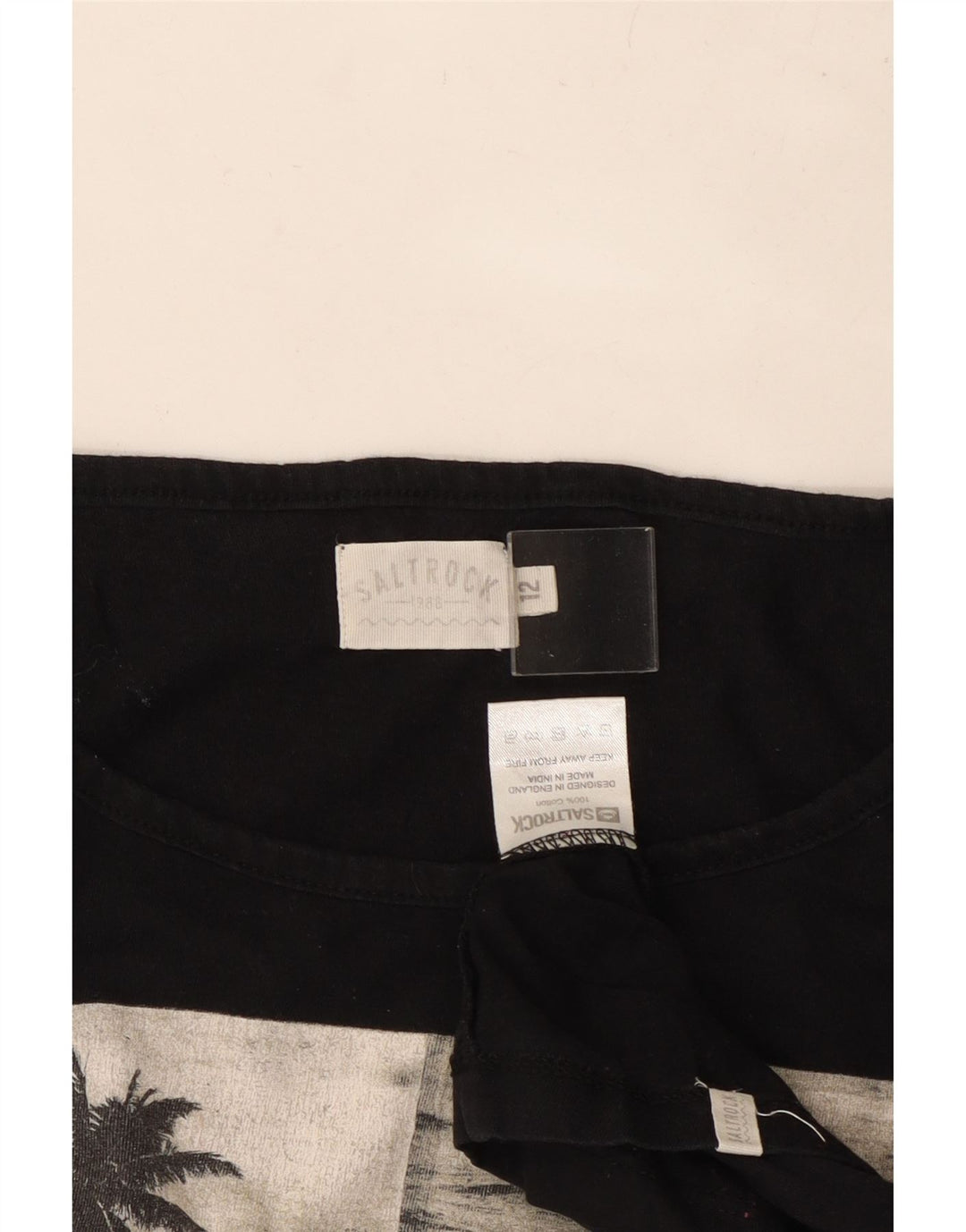SALTROCK Womens Graphic T-Shirt Top UK 12 Medium Black Cotton