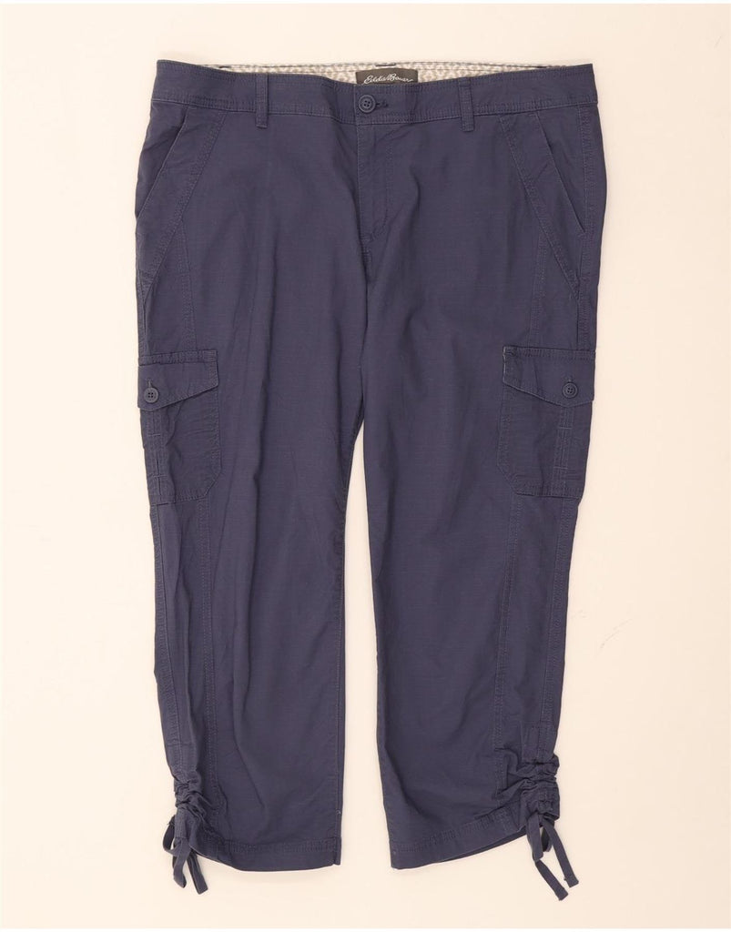 EDDIE BAUER Womens Straight Capri Cargo Trousers US 14 XL W38 L24 Blue Vintage Eddie Bauer and Second-Hand Eddie Bauer from Messina Hembry 
