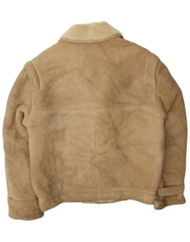 McGregor Mens Double Breasted Shearling Jacket IT 50 Large Beige