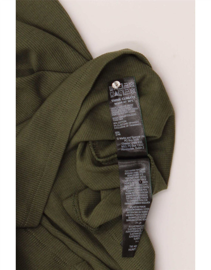 Marks & Spencer Womens One Shoulder Top UK 12 Medium Khaki Cotton