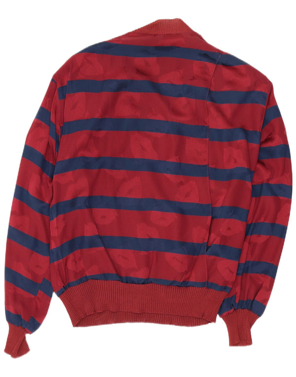 VINTAGE Womens Long Sleeve Blouse Top UK 18 XL Burgundy Striped