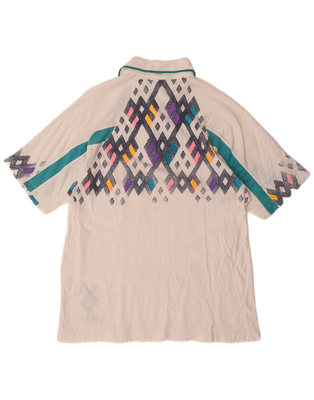 LOTTO Mens Polo Shirt Medium White Geometric