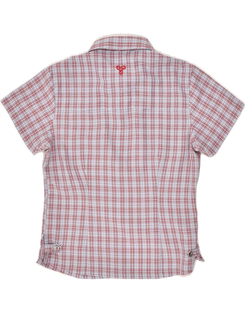 JACK WOLFSKIN Womens Short Sleeve Shirt UK 12 Medium Red Check Polyester Vintage Jack Wolfskin and Second-Hand Jack Wolfskin from Messina Hembry 