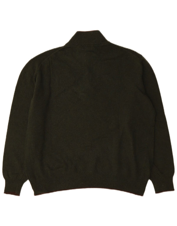Fila Mens Zip Neck Jumper Sweater Large Green Wool