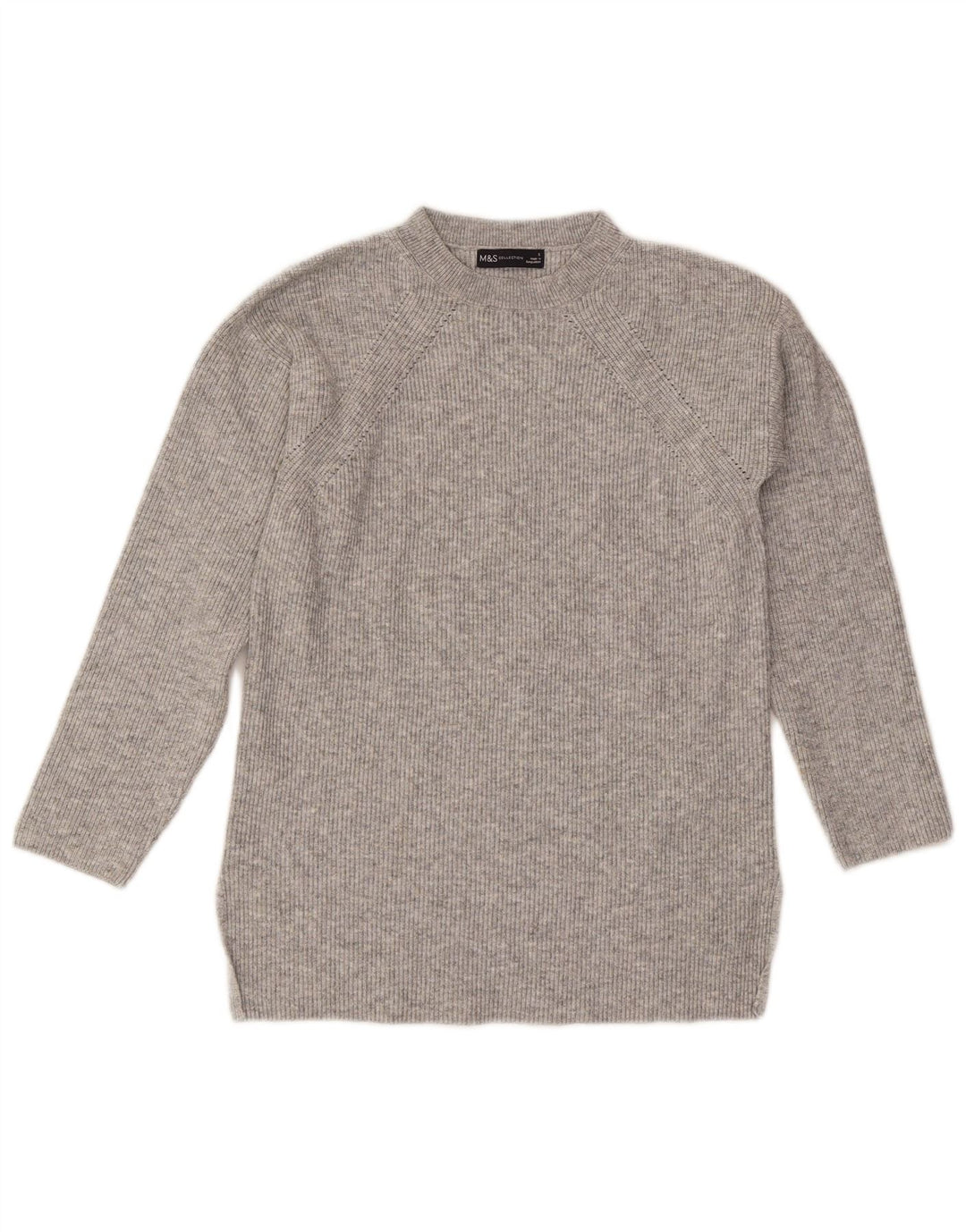 Marks & Spencer Womens Crew Neck Jumper Sweater UK 10 Small Grey Flecked