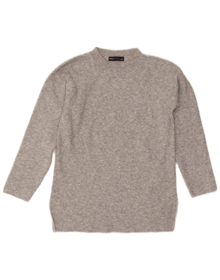 Marks & Spencer Womens Crew Neck Jumper Sweater UK 10 Small Grey Flecked