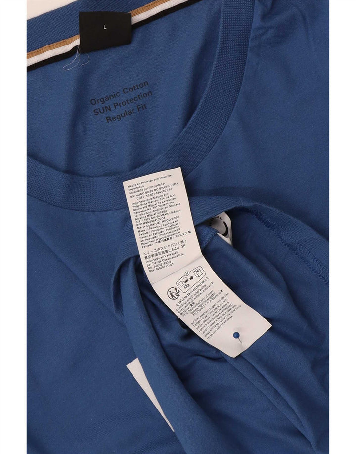 Hugo Boss Mens Regular Fit Graphic T-Shirt Top Large Blue Cotton