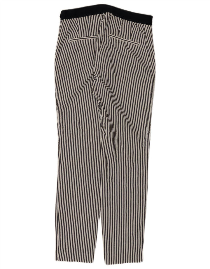 ZARA Womens Slim Chino Trousers Small W26 L27 White Striped Cotton