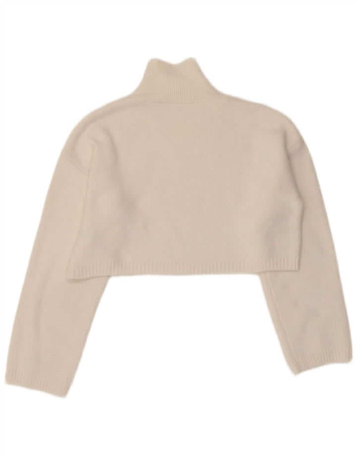 Zara Womens Crop Turtle Neck Jumper Sweater UK 10 Small White Polyamide