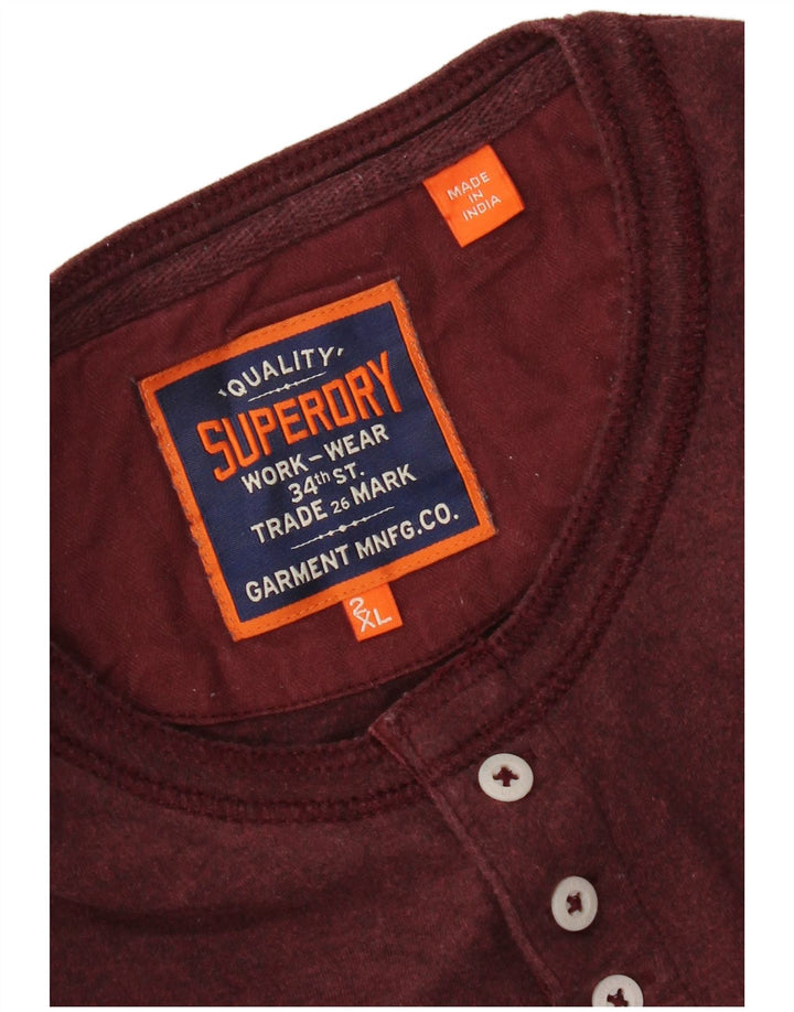 Superdry Mens T-Shirt Top 2XL Burgundy