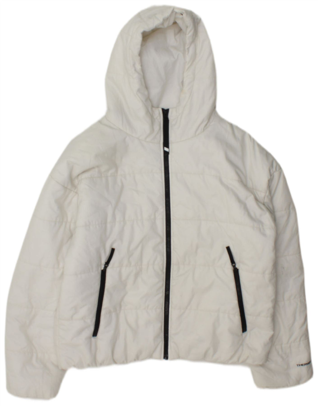 Nike Womens Therma-Fit Graphic Hooded Padded Jacket UK 14 Medium White