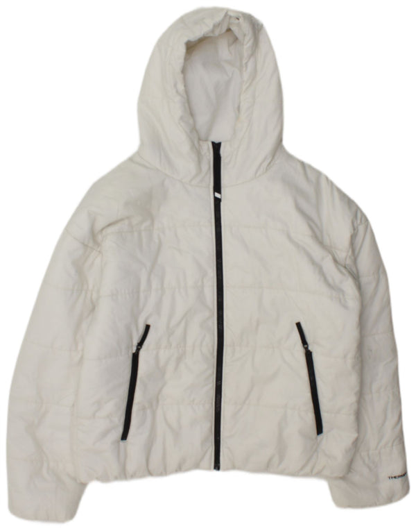 Nike Womens Therma-Fit Graphic Hooded Padded Jacket UK 14 Medium White