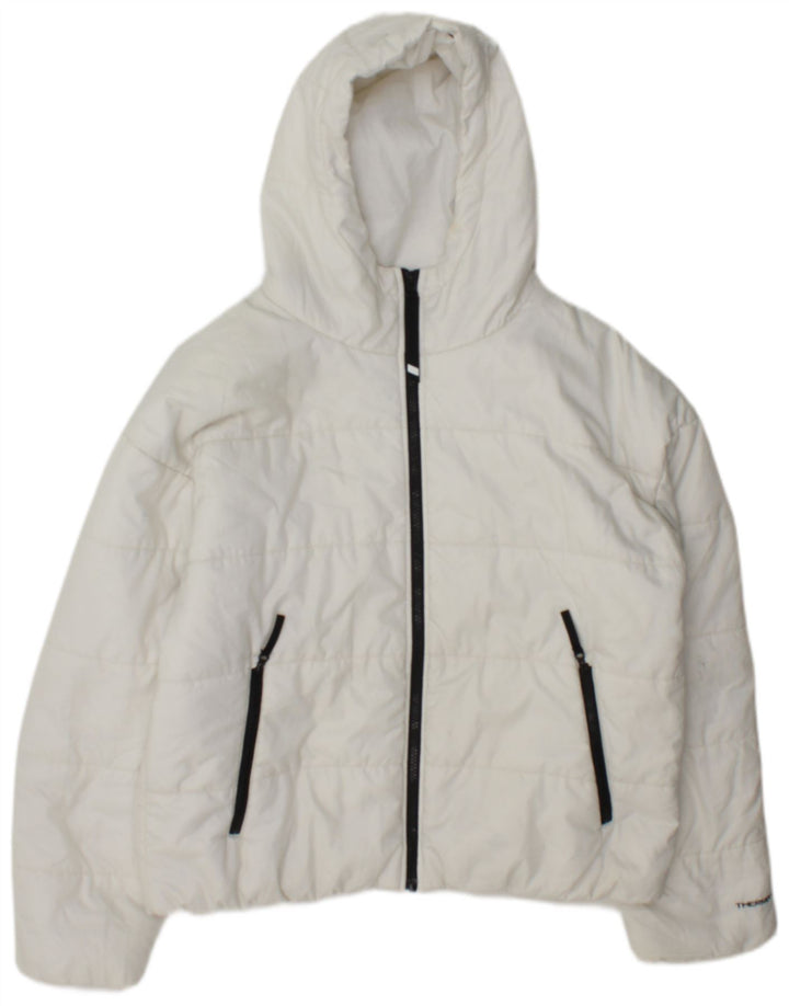 Nike Womens Therma-Fit Graphic Hooded Padded Jacket UK 14 Medium White