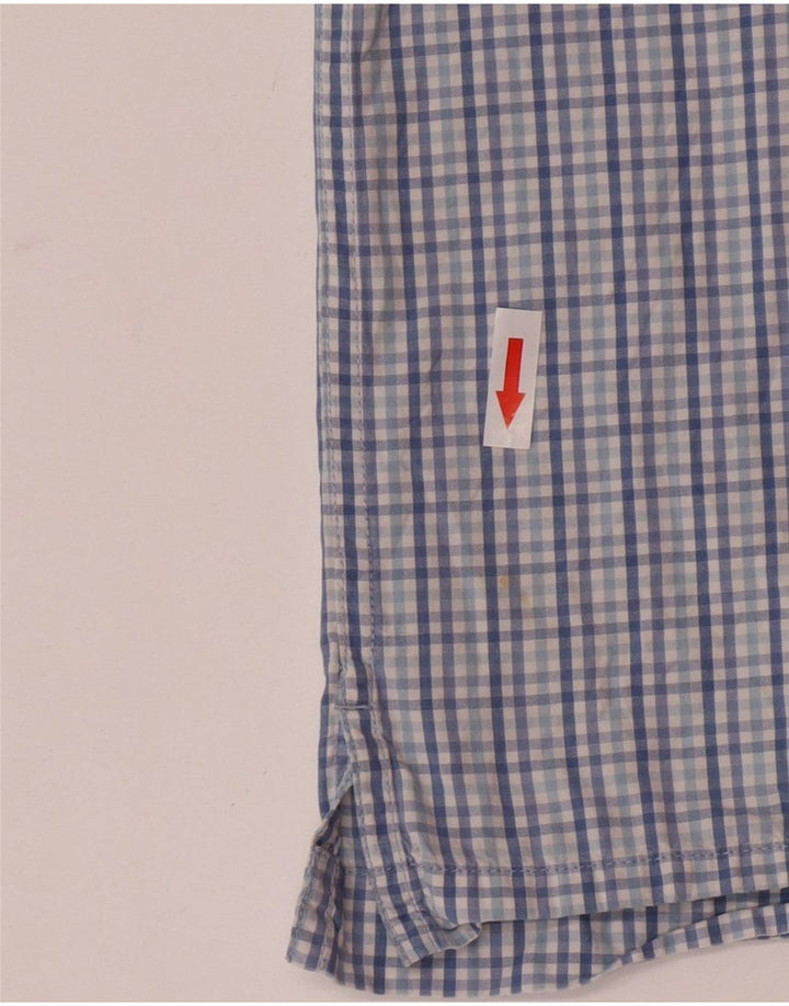 Izod Mens Short Sleeve Shirt XL Blue Check Cotton