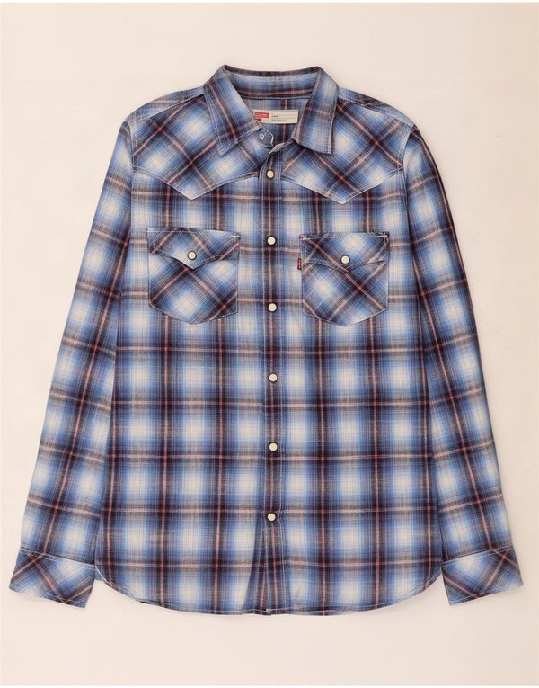 Levi's Mens Standard Fit Shirt Small Blue Check Cotton