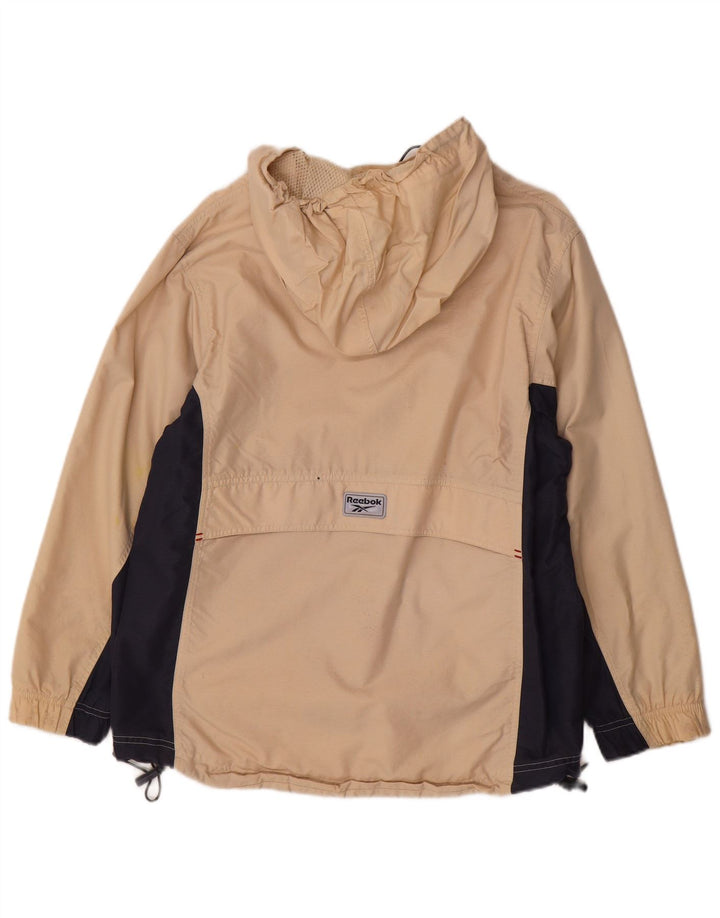 Reebok Womens Pullover Hooded Rain Jacket UK 12 Medium Beige Colourblock