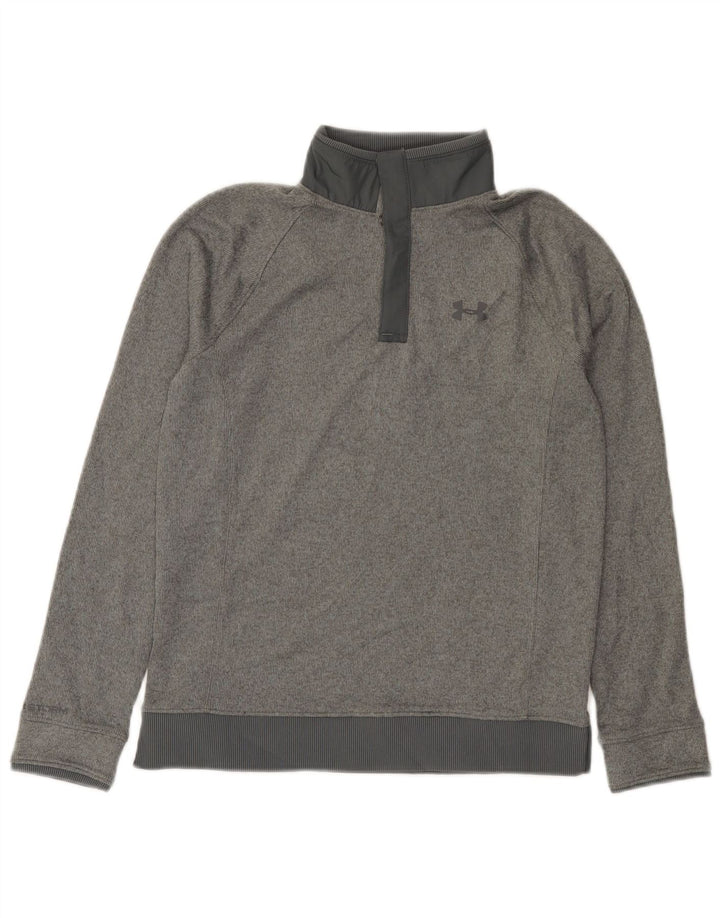 Under Armour Boys Button Neck Sweatshirt Jumper 11-12 Years Large Grey