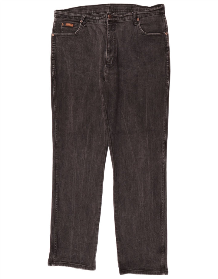 Wrangler Mens Texas Stretch Straight Jeans W38 L34 Grey Cotton