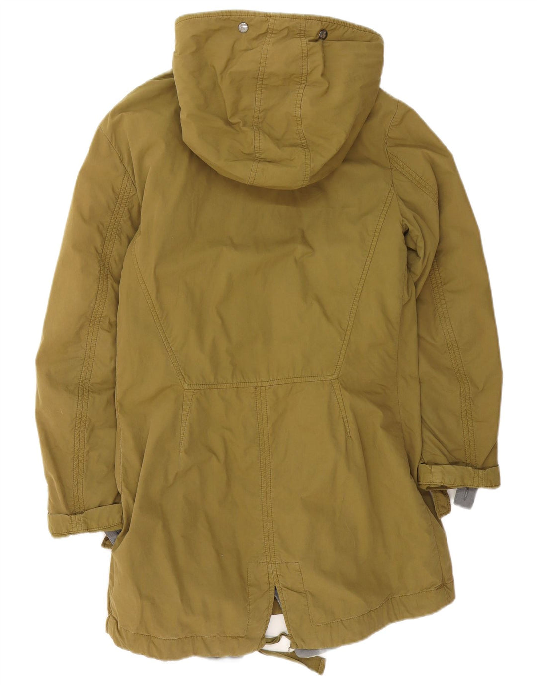 Vintage Womens Hooded Sherpa Parka Jacket EU 40 Medium Khaki Cotton