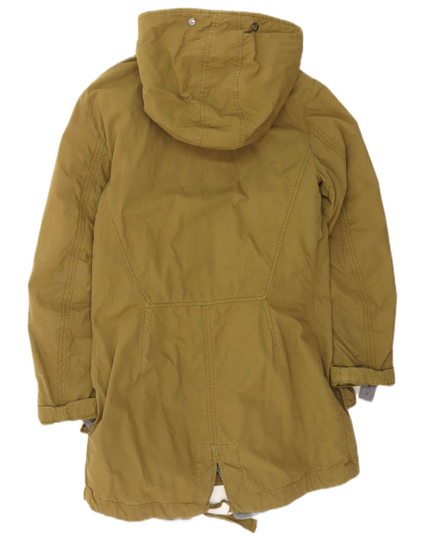 Vintage Womens Hooded Sherpa Parka Jacket EU 40 Medium Khaki Cotton