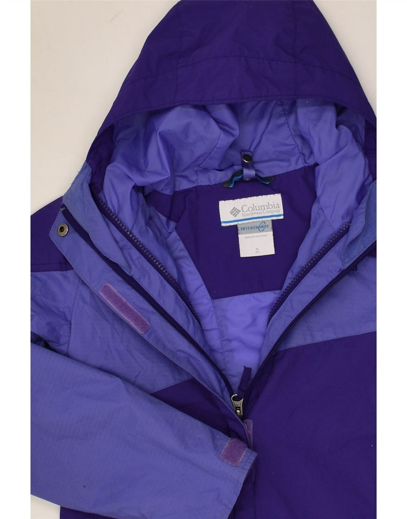 COLUMBIA Girls Hooded Windbreaker Jacket 7-8 Years Small Purple | Vintage Columbia | Thrift | Second-Hand Columbia | Used Clothing | Messina Hembry 