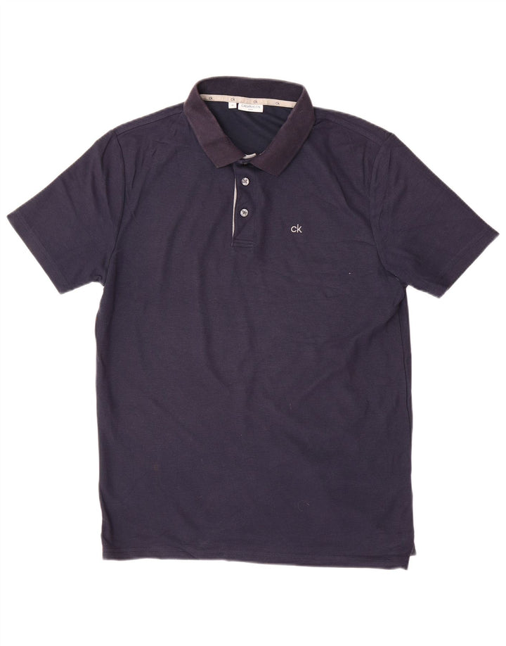 CALVIN KLEIN Mens Polo Shirt Medium Navy Blue Cotton