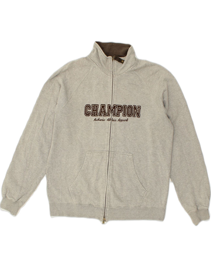 CHAMPION Mens Graphic Tracksuit Top Jacket Medium Grey Cotton | Vintage Champion | Thrift | Second-Hand Champion | Used Clothing | Messina Hembry 