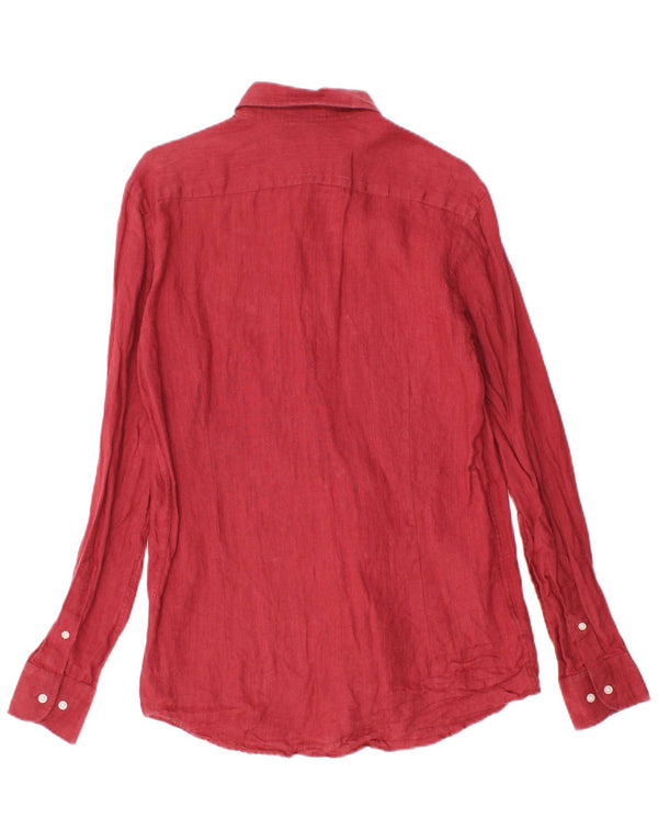 Massimo Dutti Mens Shirt Small Red Linen