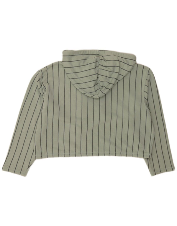 Adidas Womens Oversized Graphic Crop Hoodie Jumper UK 8 Small Green Striped